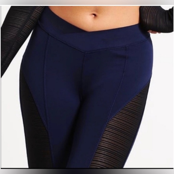 Ivy Park Yoga Athleisure Mesh Leggings Blue & Black Size XS - Picture 3 of 12